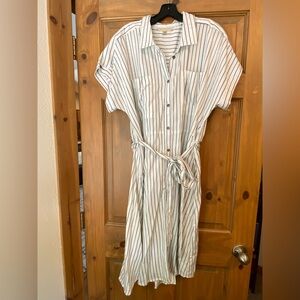 Downeast Alani Stripe Shirt Dress, Buttondown, White and Black, XXL